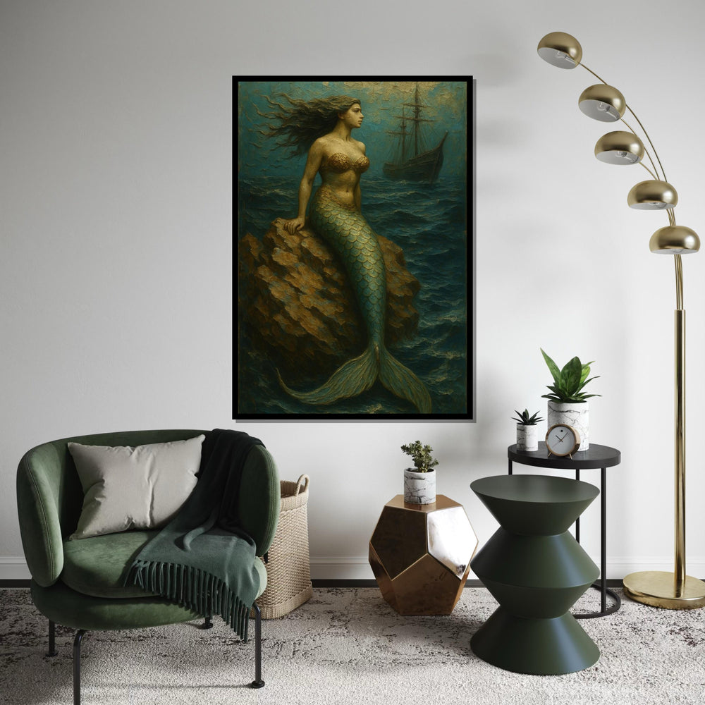 Mermaid Canvas, Siren Wall Art, Ocean Fantasy Print, Nautical Decor, Wall Art Canvas Design, Ready to Hang Decoration