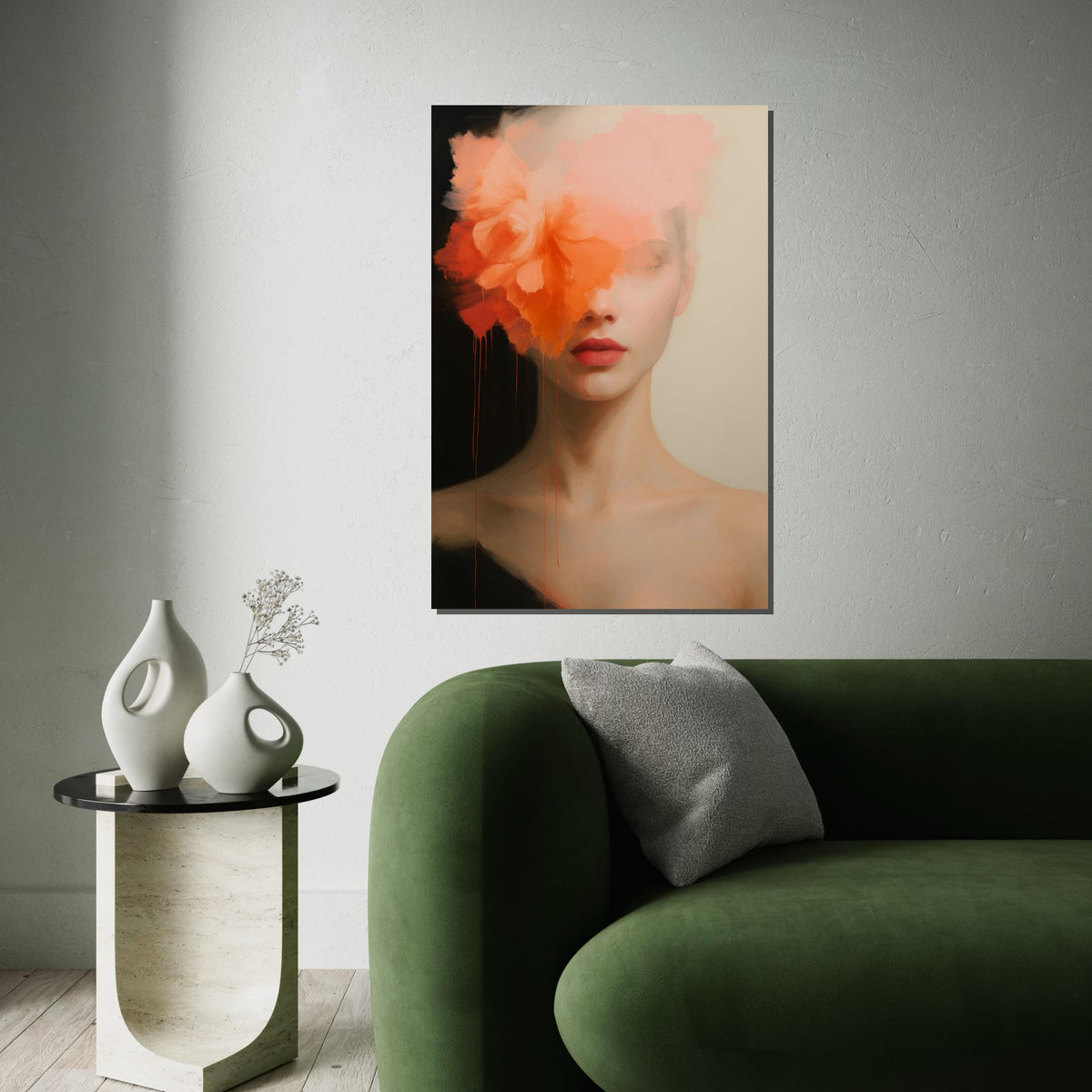 Abstract Floral Woman Canvas, Portrait Wall Art, Flower Face Print, Modern Art Canvas, Wall Art Design, Ready To Hang Decoration