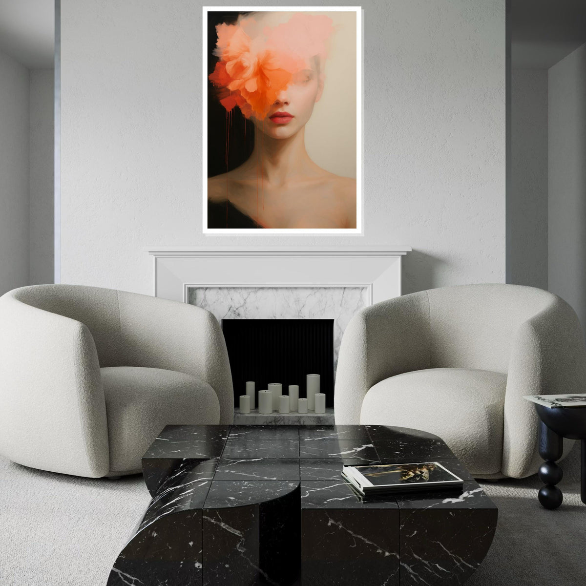 Abstract Floral Woman Canvas, Portrait Wall Art, Flower Face Print, Modern Art Canvas, Wall Art Design, Ready To Hang Decoration