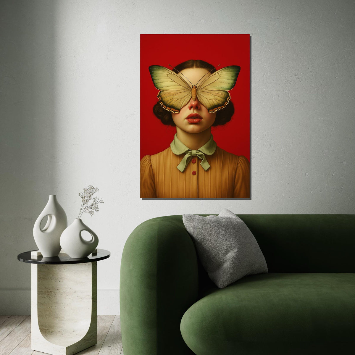 Butterfly Mask Canvas, Surreal Portrait Art, Unique Woman Art, Wall Art Canvas Design, Ready To Hang Home Decor Canvas