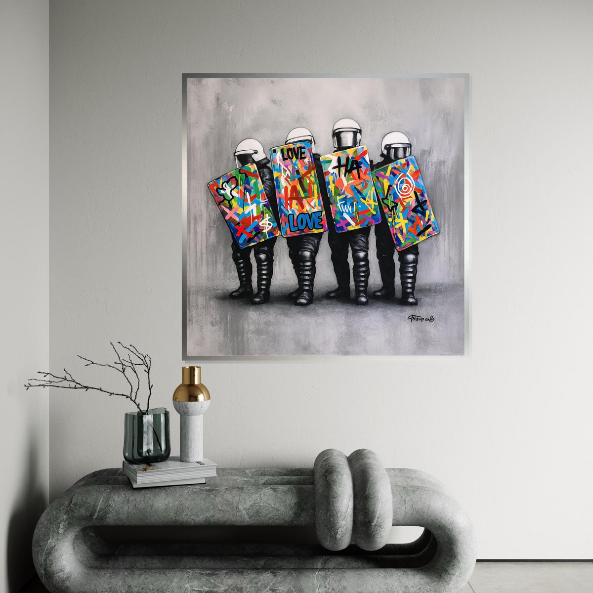 Graffiti Riot Shields, Vibrant Street Art Canvas, Abstract Urban Wall Art, Wall Art Canvas Design, Ready To Hang Decoration