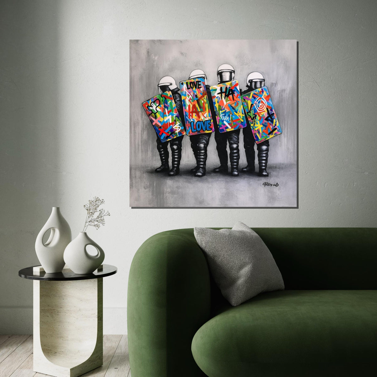 Graffiti Riot Shields, Vibrant Street Art Canvas, Abstract Urban Wall Art, Wall Art Canvas Design, Ready To Hang Decoration