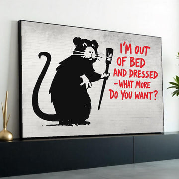Rat Street Art Canvas, Urban Art Print, Graffiti Rat Poster, Wall Art Canvas Design, Ready To Hang Decoration, Bold Text Graffiti Art