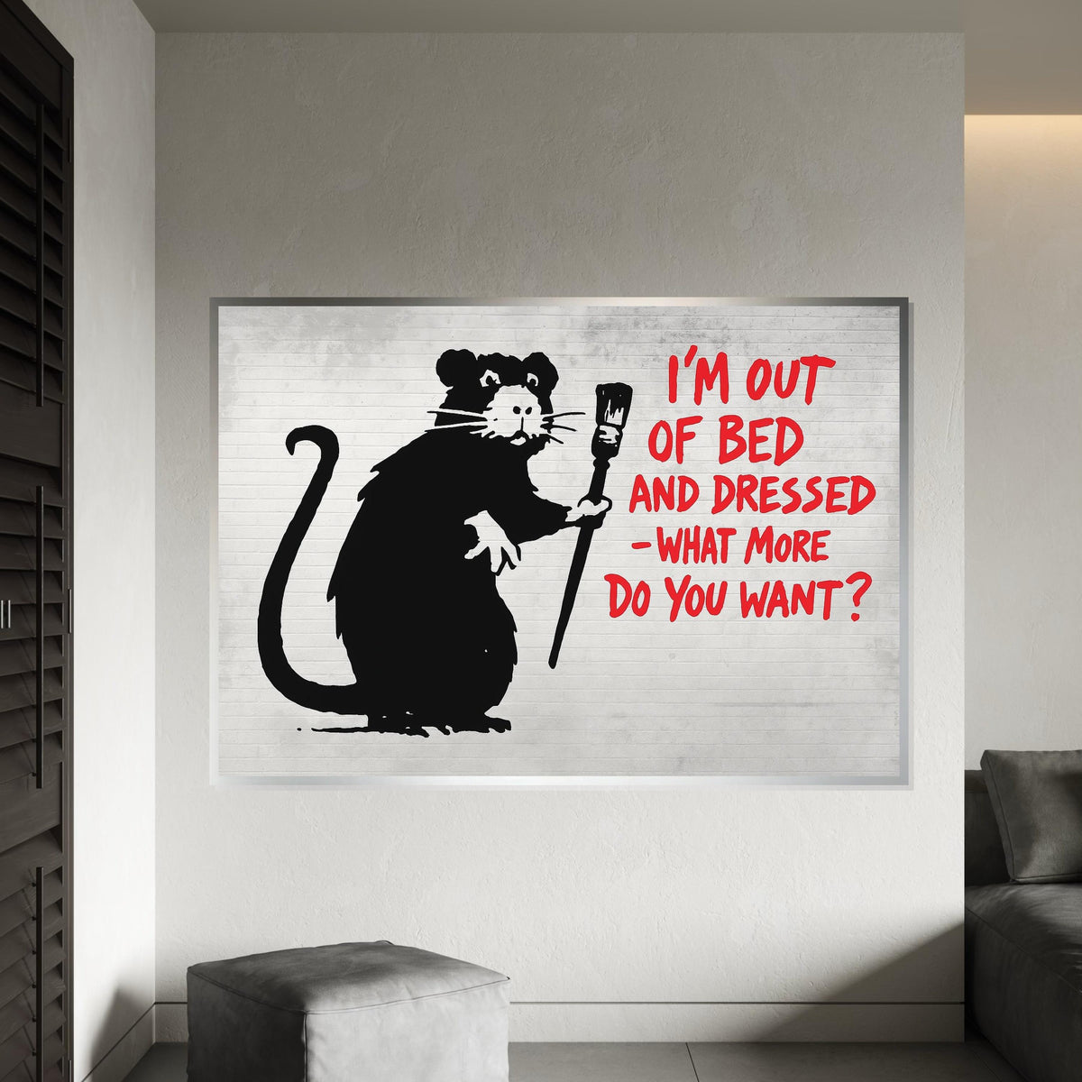Rat Street Art Canvas, Urban Art Print, Graffiti Rat Poster, Wall Art Canvas Design, Ready To Hang Decoration, Bold Text Graffiti Art