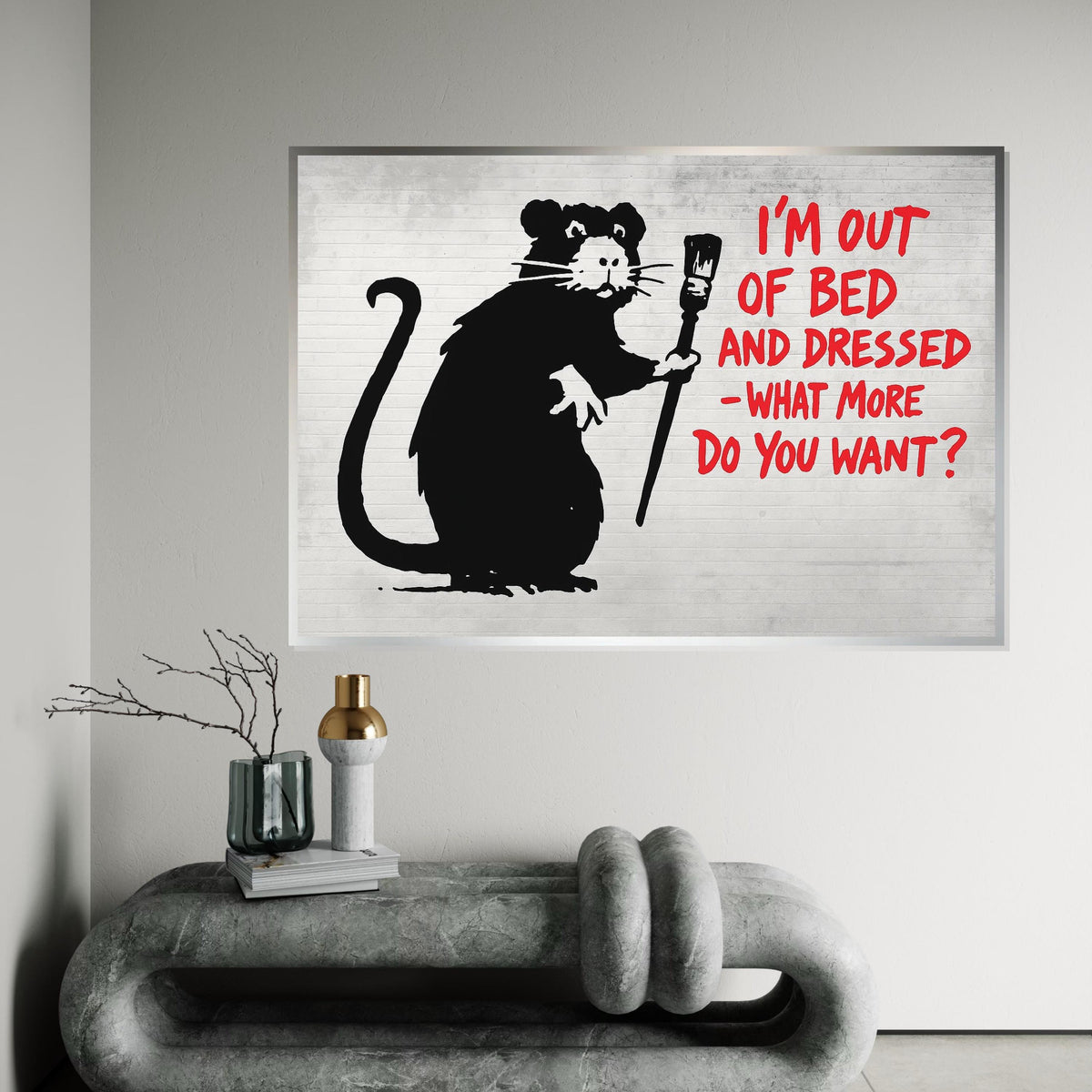 Rat Street Art Canvas, Urban Art Print, Graffiti Rat Poster, Wall Art Canvas Design, Ready To Hang Decoration, Bold Text Graffiti Art