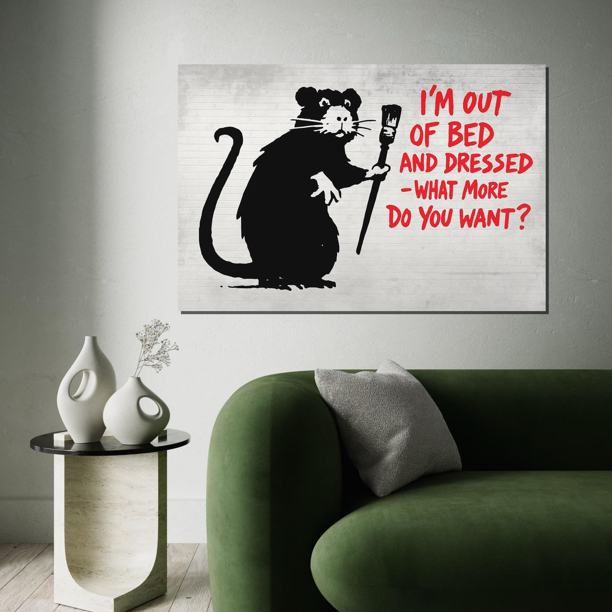 Rat Street Art Canvas, Urban Art Print, Graffiti Rat Poster, Wall Art Canvas Design, Ready To Hang Decoration, Bold Text Graffiti Art