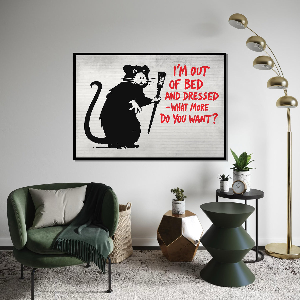 Rat Street Art Canvas, Urban Art Print, Graffiti Rat Poster, Wall Art Canvas Design, Ready To Hang Decoration, Bold Text Graffiti Art