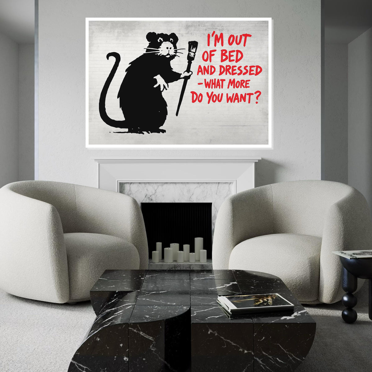 Rat Street Art Canvas, Urban Art Print, Graffiti Rat Poster, Wall Art Canvas Design, Ready To Hang Decoration, Bold Text Graffiti Art