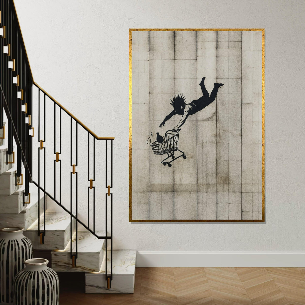 Shopper Canvas, Urban Art, Shopping Cart Print, Street Art Canvas, Wall Art Design, Ready to Hang, Modern Home Decor