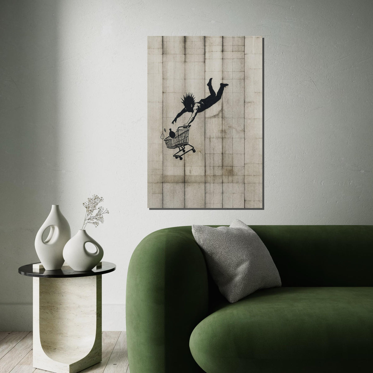 Shopper Canvas, Urban Art, Shopping Cart Print, Street Art Canvas, Wall Art Design, Ready to Hang, Modern Home Decor