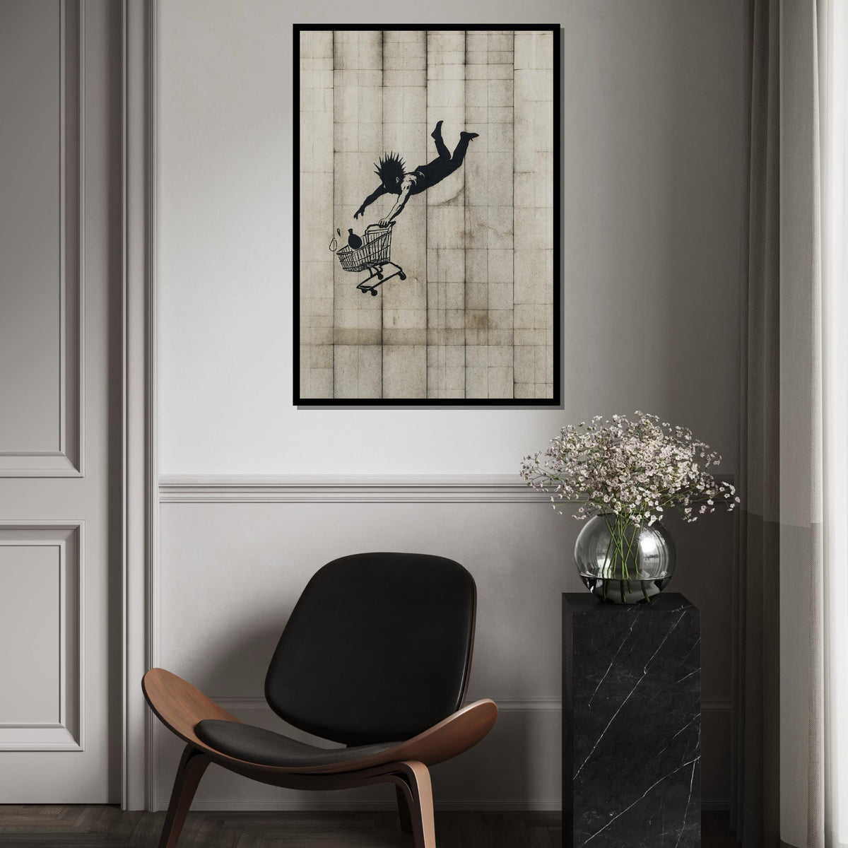 Shopper Canvas, Urban Art, Shopping Cart Print, Street Art Canvas, Wall Art Design, Ready to Hang, Modern Home Decor