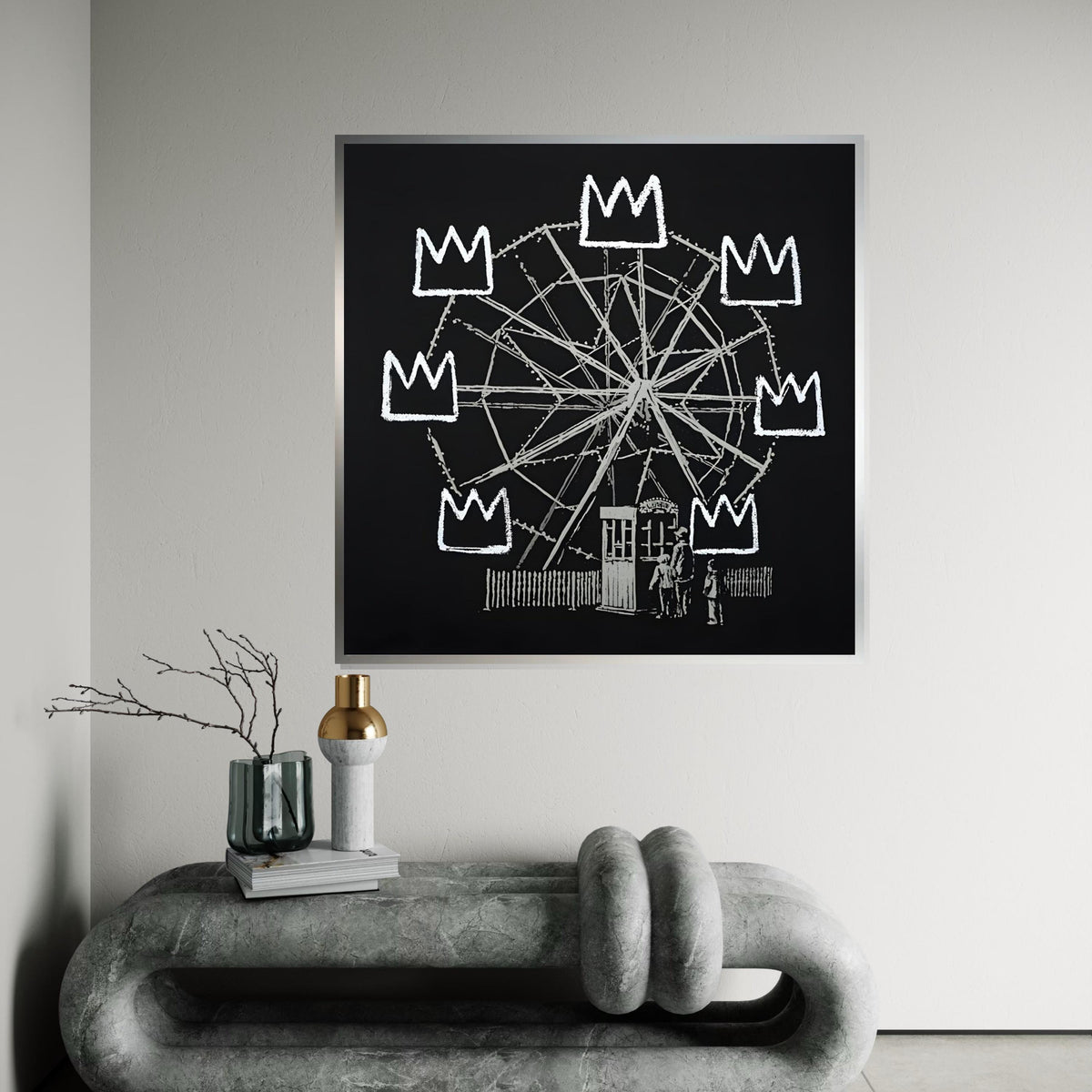 Ferris Wheel Crown Canvas, Royal Amusement Park Art, Urban Art Canvas, Wall Art Canvas Design, Ready to Hang Decoration