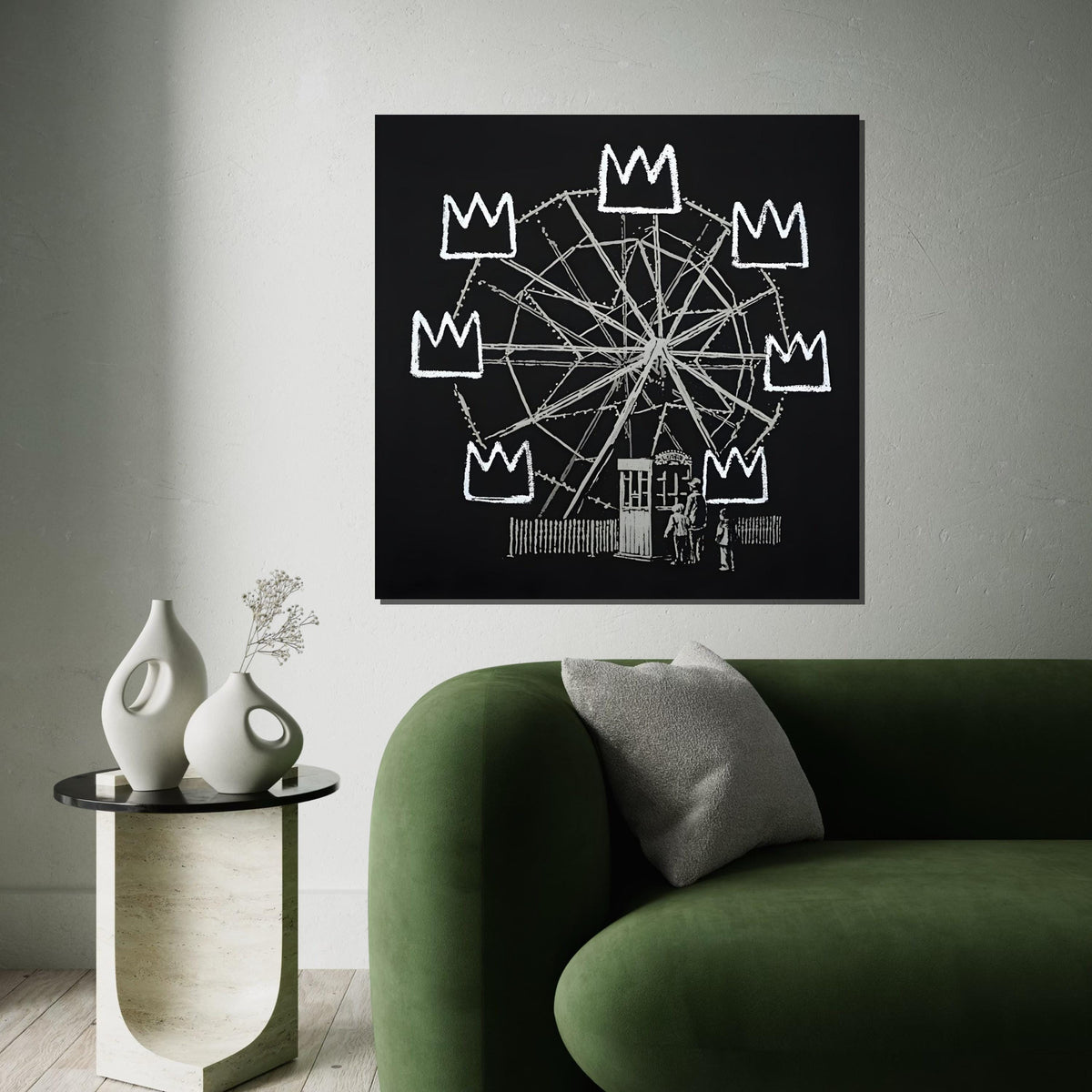 Ferris Wheel Crown Canvas, Royal Amusement Park Art, Urban Art Canvas, Wall Art Canvas Design, Ready to Hang Decoration