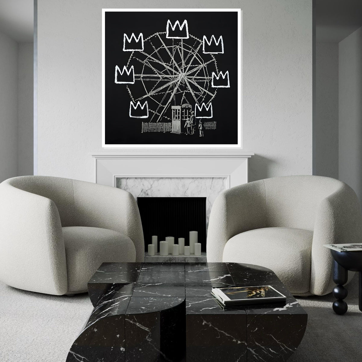 Ferris Wheel Crown Canvas, Royal Amusement Park Art, Urban Art Canvas, Wall Art Canvas Design, Ready to Hang Decoration