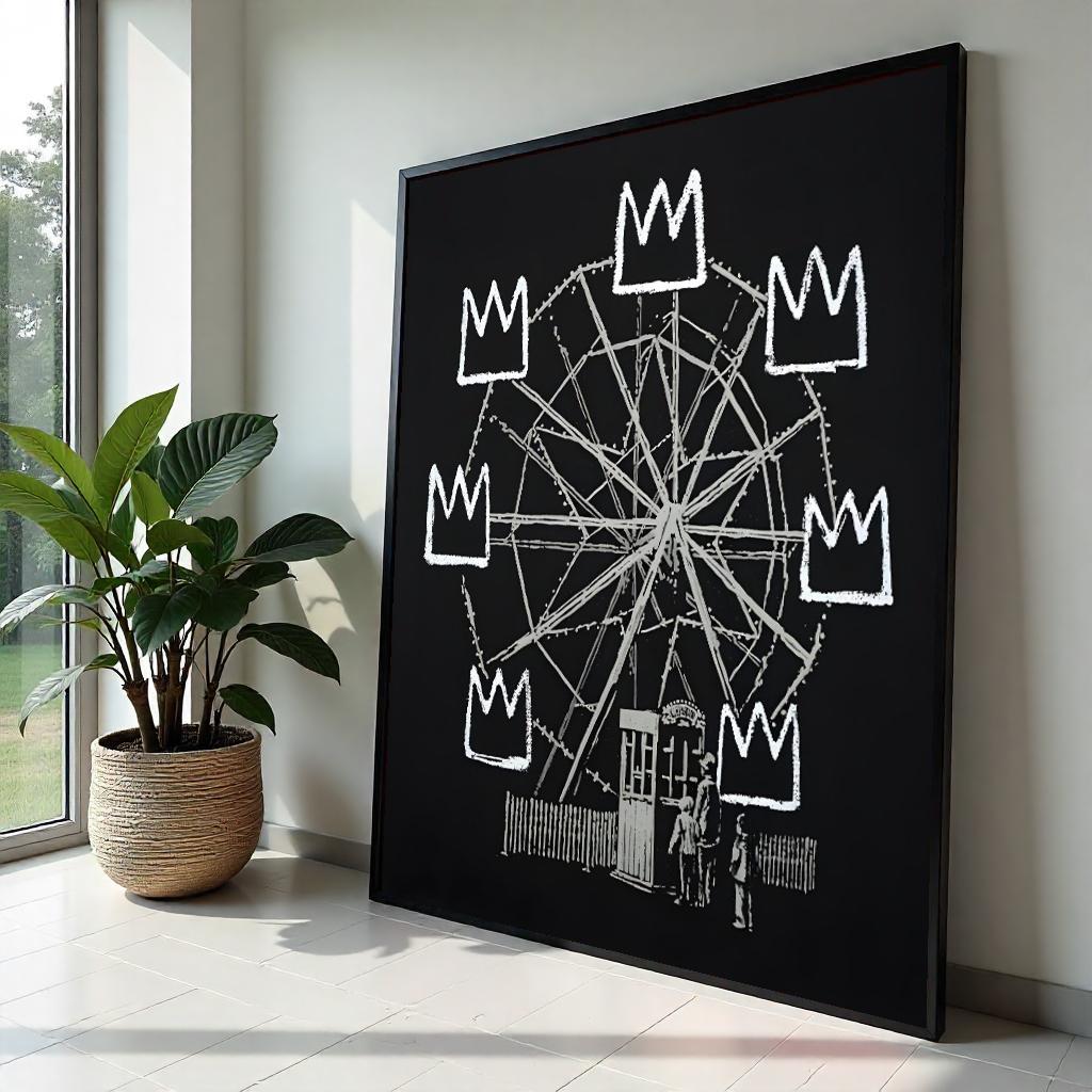 Ferris Wheel Crown Canvas, Royal Amusement Park Art, Urban Art Canvas, Wall Art Canvas Design, Ready to Hang Decoration