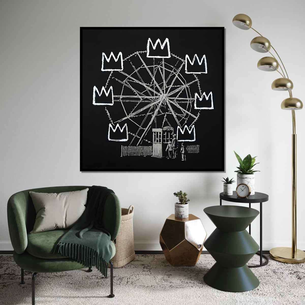Ferris Wheel Crown Canvas, Royal Amusement Park Art, Urban Art Canvas, Wall Art Canvas Design, Ready to Hang Decoration