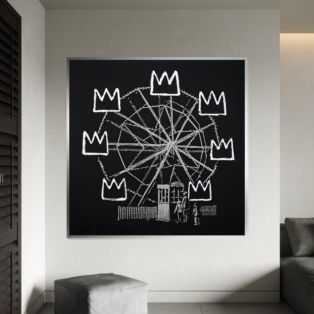 Ferris Wheel Crown Canvas, Royal Amusement Park Art, Urban Art Canvas, Wall Art Canvas Design, Ready to Hang Decoration