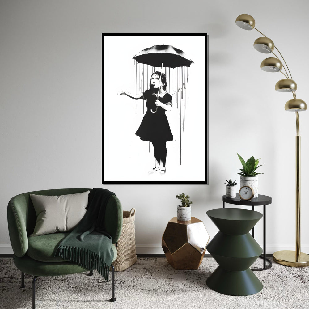 Umbrella Girl Canvas Art, Banksy Style Art, Street Art Canvas, Wall Art Design, Ready To Hang Decoration, Modern Home Decor Canvas