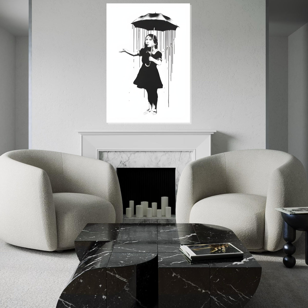 Umbrella Girl Canvas Art, Banksy Style Art, Street Art Canvas, Wall Art Design, Ready To Hang Decoration, Modern Home Decor Canvas
