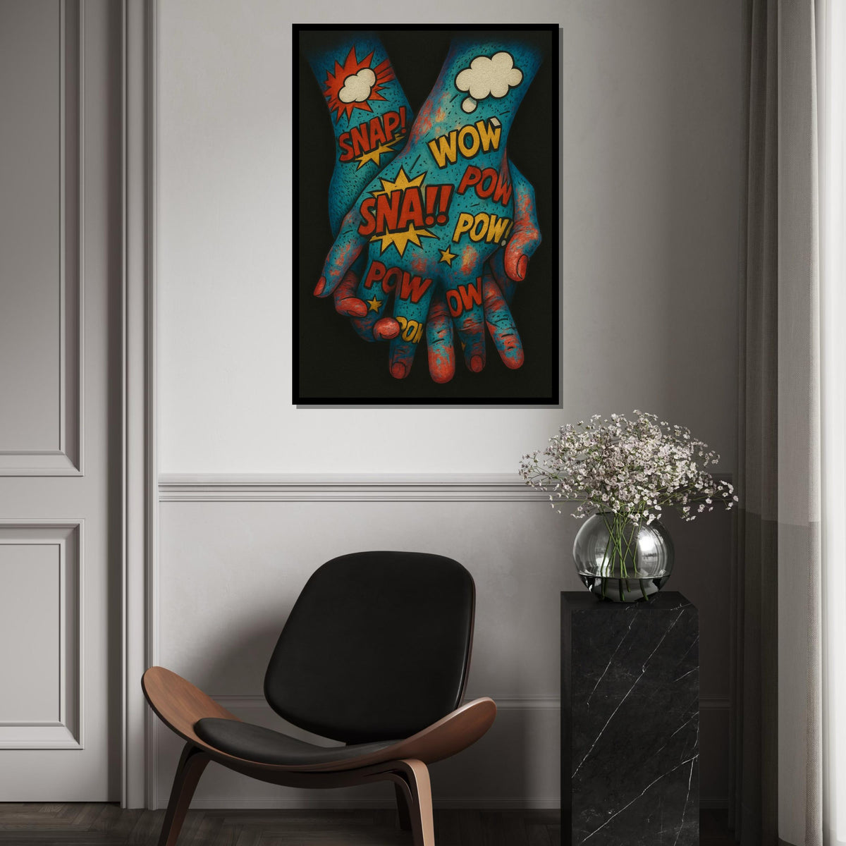 Pop Art Hands Canvas, Comic Style Print, Vibrant Pop Art Wall Decor, Expressionist Hand Art, Canvas Design, Ready To Hang Decoration