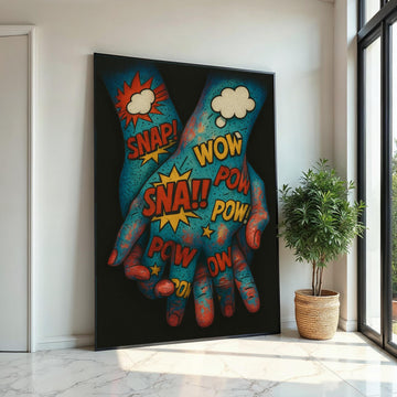 Pop Art Hands Canvas, Comic Style Print, Vibrant Pop Art Wall Decor, Expressionist Hand Art, Canvas Design, Ready To Hang Decoration