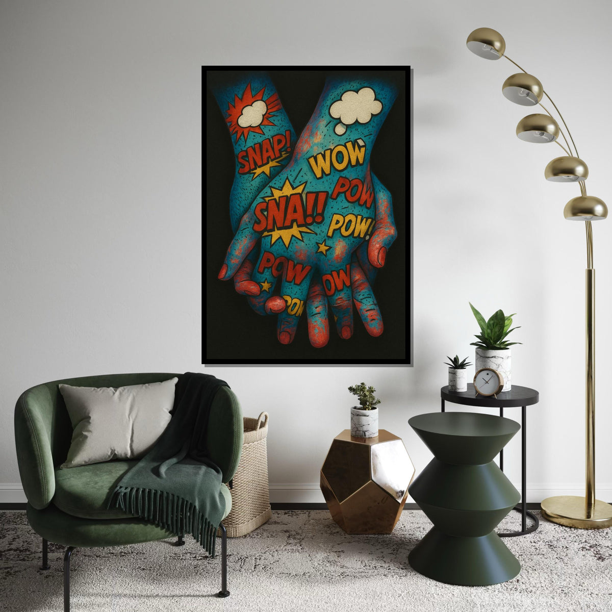 Pop Art Hands Canvas, Comic Style Print, Vibrant Pop Art Wall Decor, Expressionist Hand Art, Canvas Design, Ready To Hang Decoration