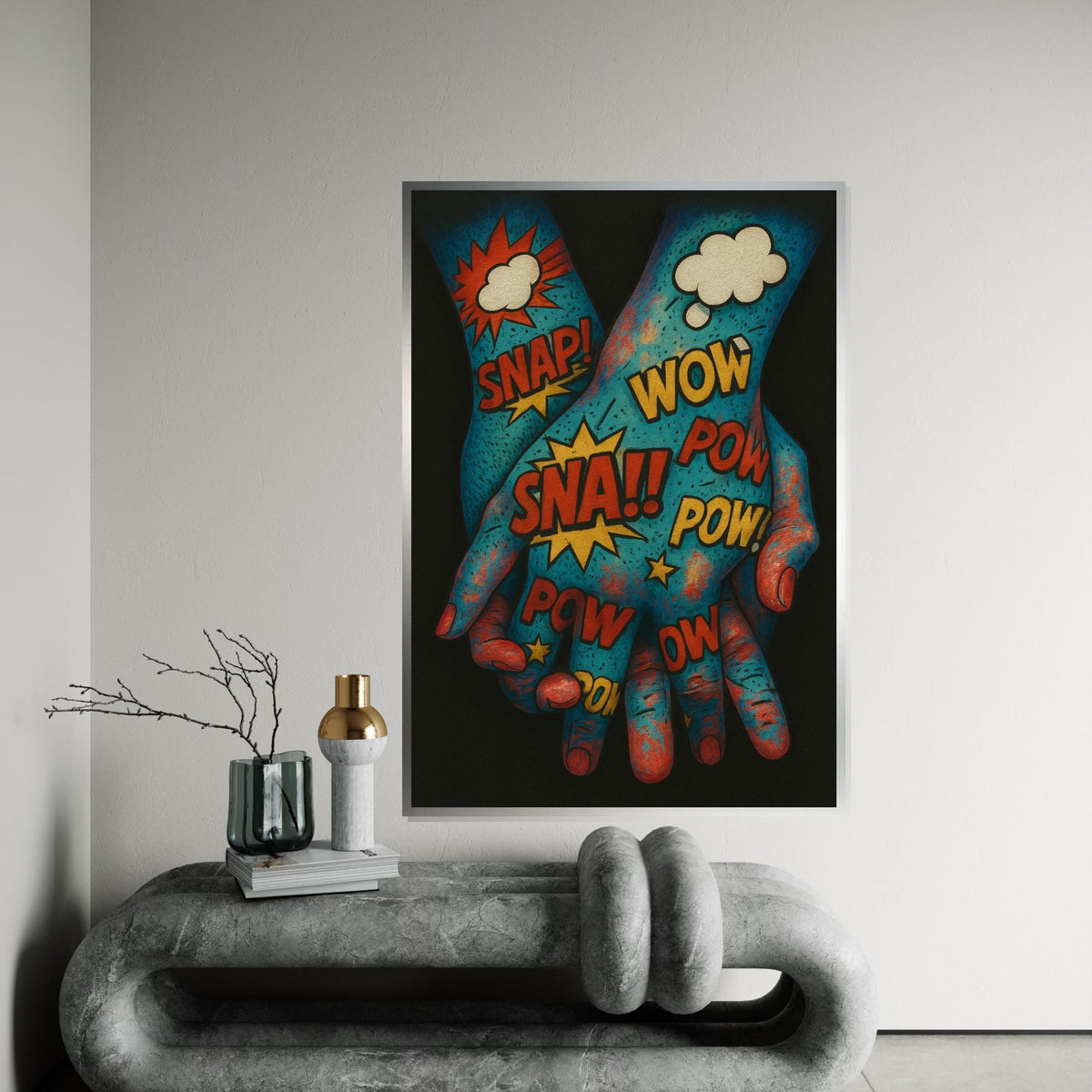 Pop Art Hands Canvas, Comic Style Print, Vibrant Pop Art Wall Decor, Expressionist Hand Art, Canvas Design, Ready To Hang Decoration