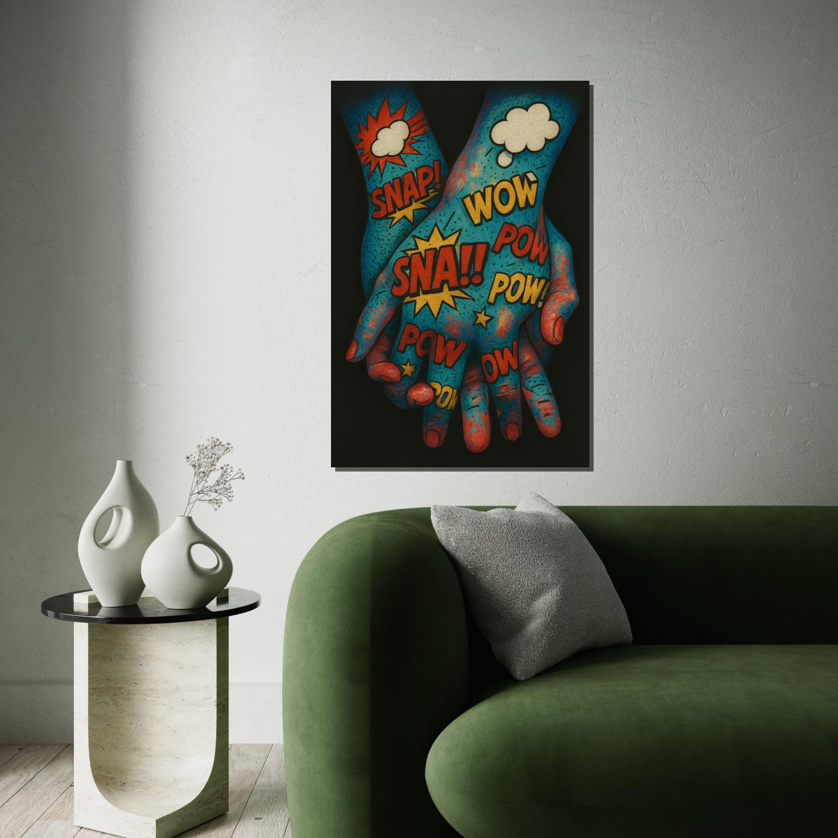 Pop Art Hands Canvas, Comic Style Print, Vibrant Pop Art Wall Decor, Expressionist Hand Art, Canvas Design, Ready To Hang Decoration