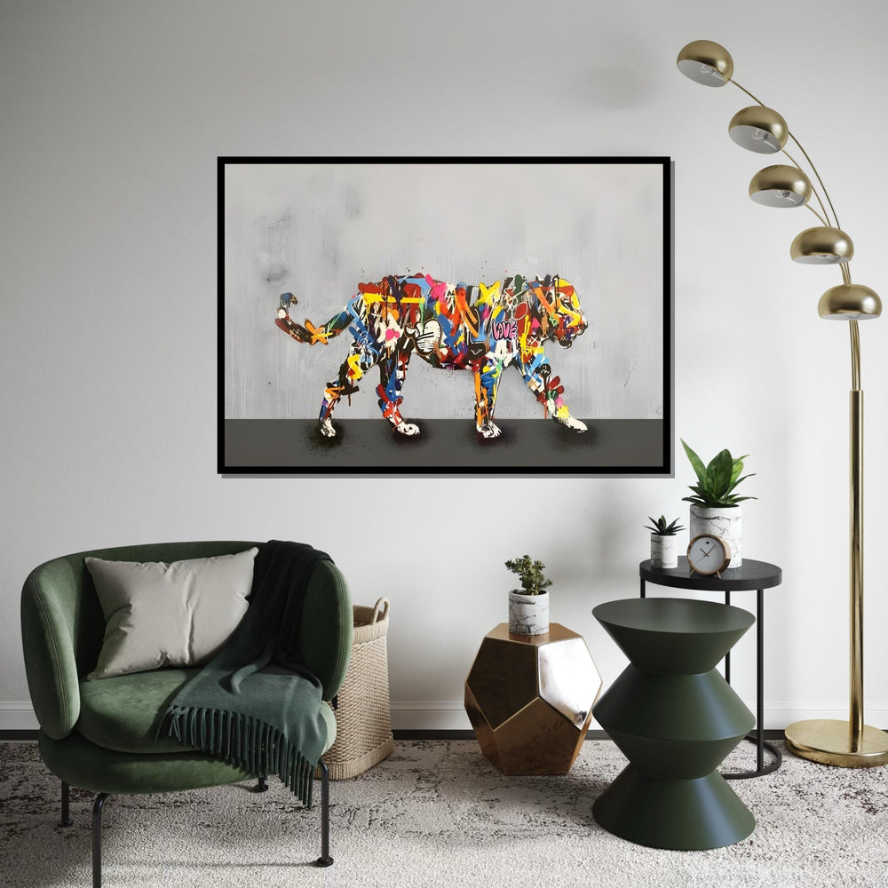 Graffiti Tiger Canvas, Colorful Tiger Wall Art, Multicolor Tiger Print, Urban Animal Poster, Wall Art Canvas Design, Ready To Hang Decor