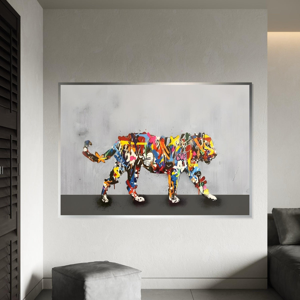 Graffiti Tiger Canvas, Colorful Tiger Wall Art, Multicolor Tiger Print, Urban Animal Poster, Wall Art Canvas Design, Ready To Hang Decor