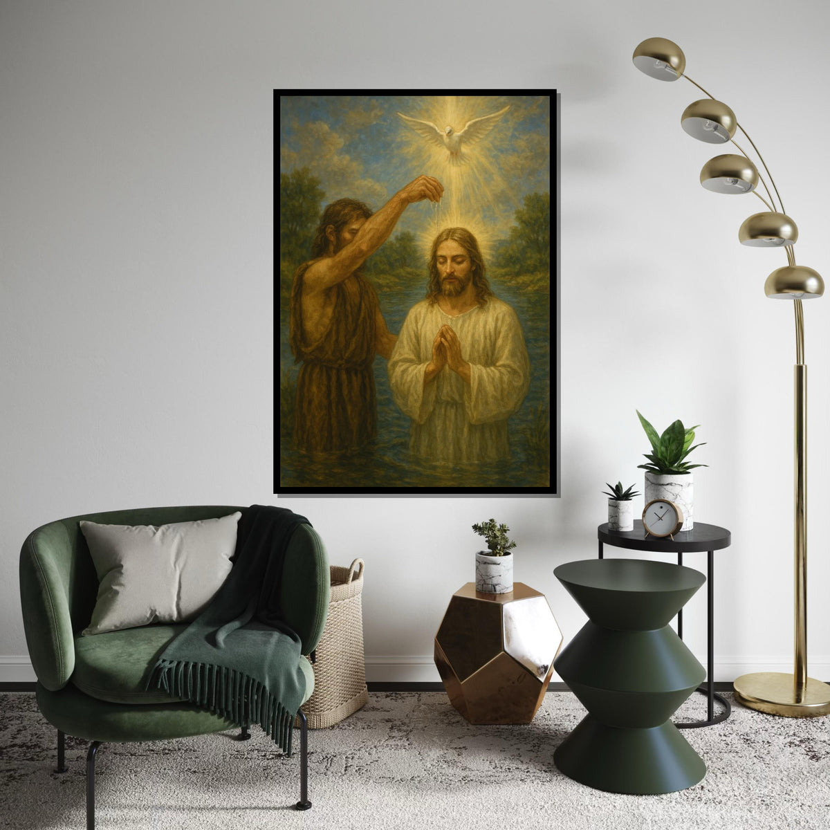 Baptism Canvas Art, Spiritual Wall Art, Religious Canvas Print, Biblical Scene, Wall Art Canvas Design, Ready To Hang Decoration
