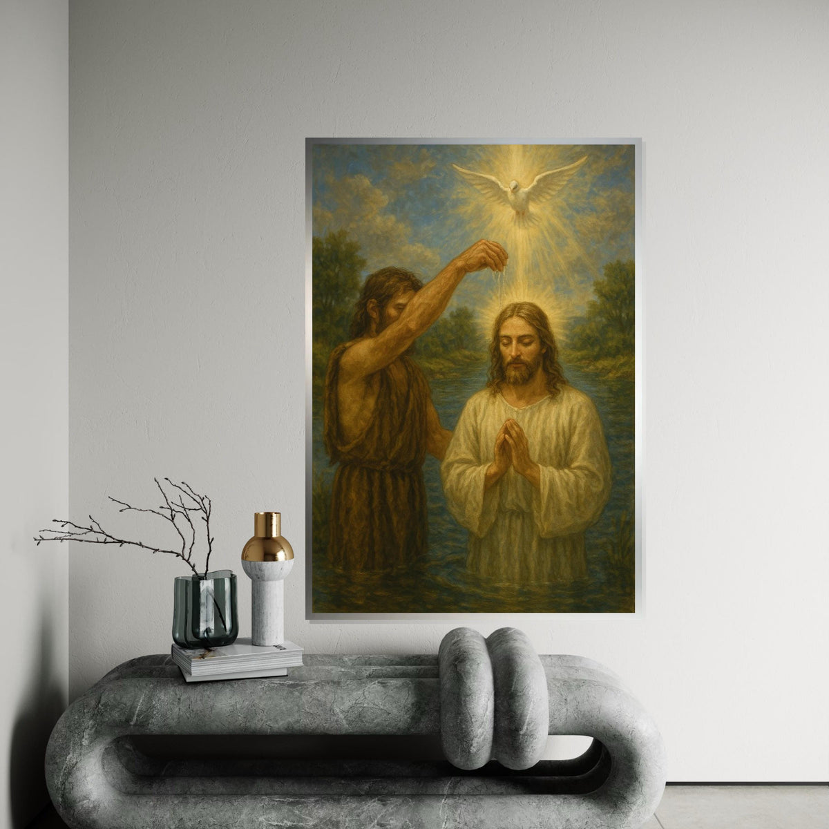 Baptism Canvas Art, Spiritual Wall Art, Religious Canvas Print, Biblical Scene, Wall Art Canvas Design, Ready To Hang Decoration