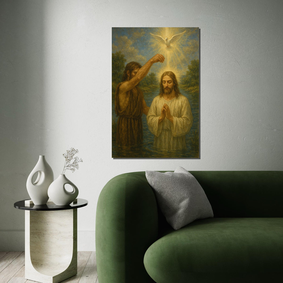Baptism Canvas Art, Spiritual Wall Art, Religious Canvas Print, Biblical Scene, Wall Art Canvas Design, Ready To Hang Decoration