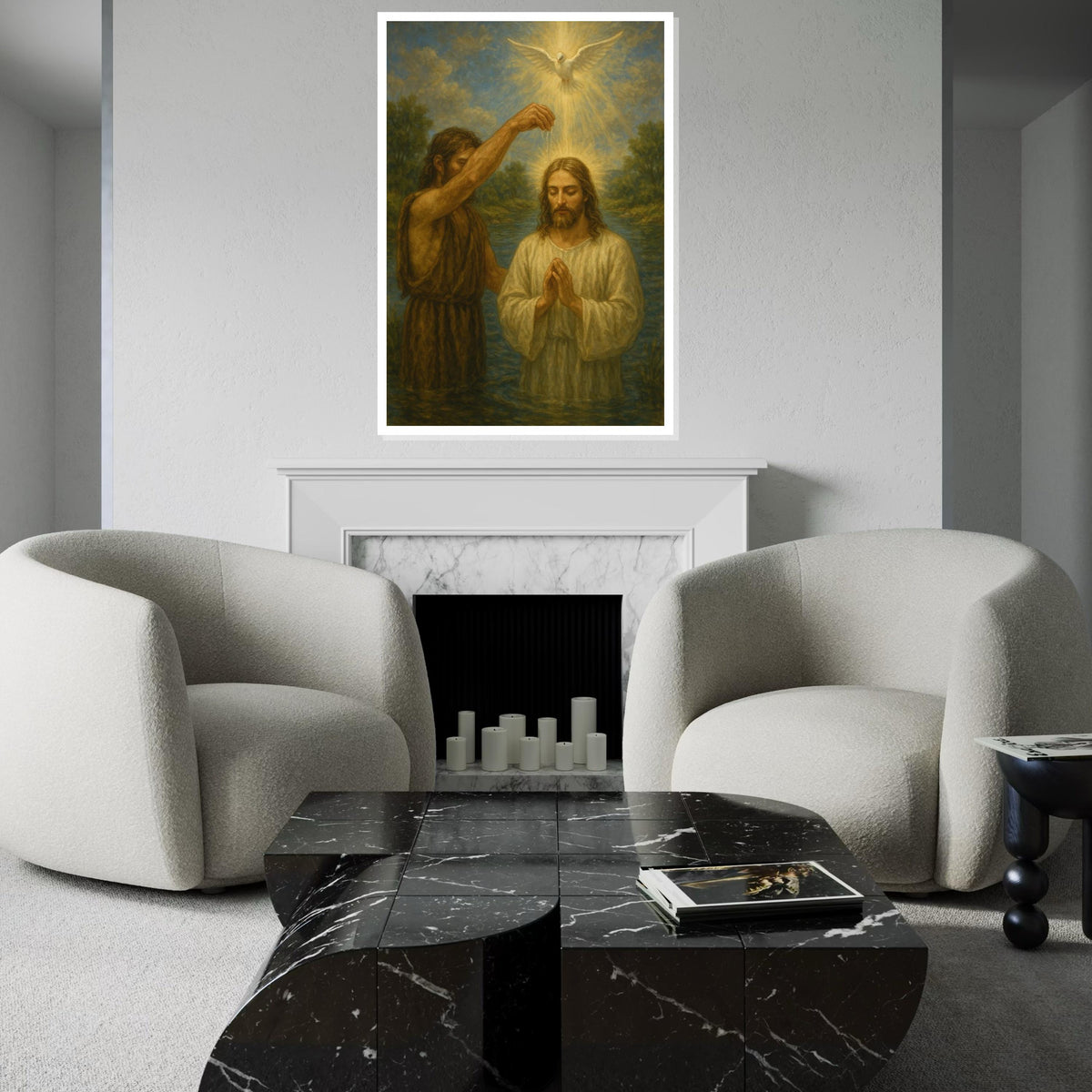 Baptism Canvas Art, Spiritual Wall Art, Religious Canvas Print, Biblical Scene, Wall Art Canvas Design, Ready To Hang Decoration