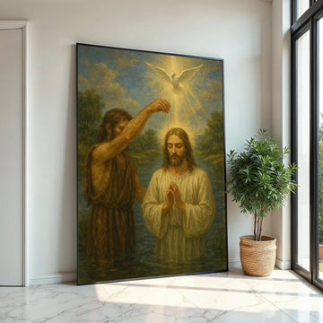 Baptism Canvas Art, Spiritual Wall Art, Religious Canvas Print, Biblical Scene, Wall Art Canvas Design, Ready To Hang Decoration