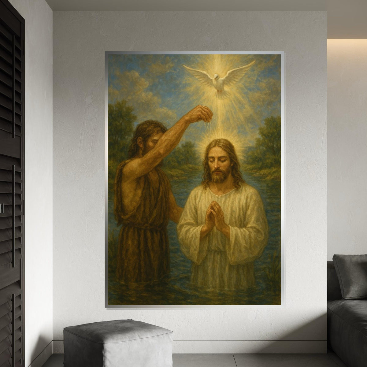 Baptism Canvas Art, Spiritual Wall Art, Religious Canvas Print, Biblical Scene, Wall Art Canvas Design, Ready To Hang Decoration