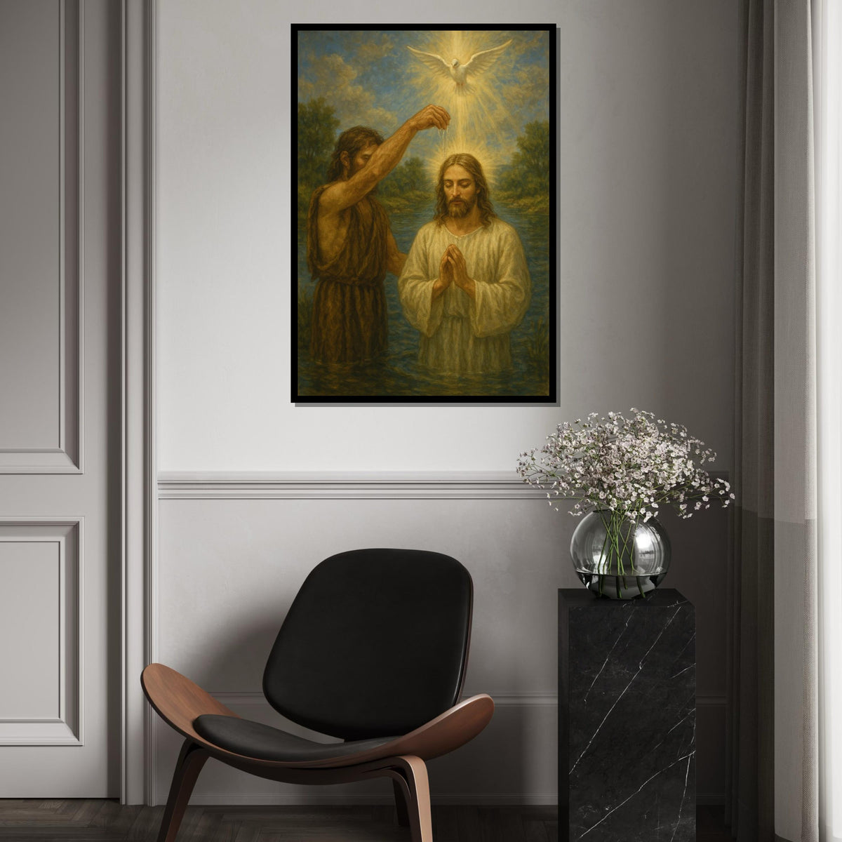 Baptism Canvas Art, Spiritual Wall Art, Religious Canvas Print, Biblical Scene, Wall Art Canvas Design, Ready To Hang Decoration