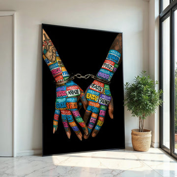 Graffiti Handcuffs Canvas, Street Art, Vibrant Hands Wall Print, Urban Art Canvas Design, Ready To Hang Decoration