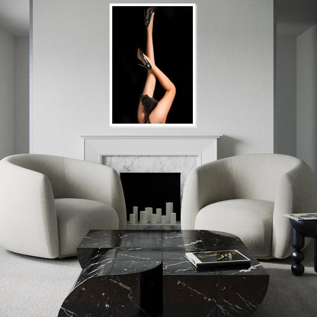 Chic Cat Canvas, High Heels Wall Art, Cat and Legs Poster, Elegant Canvas Design, Modern Wall Decor, Ready To Hang Decoration