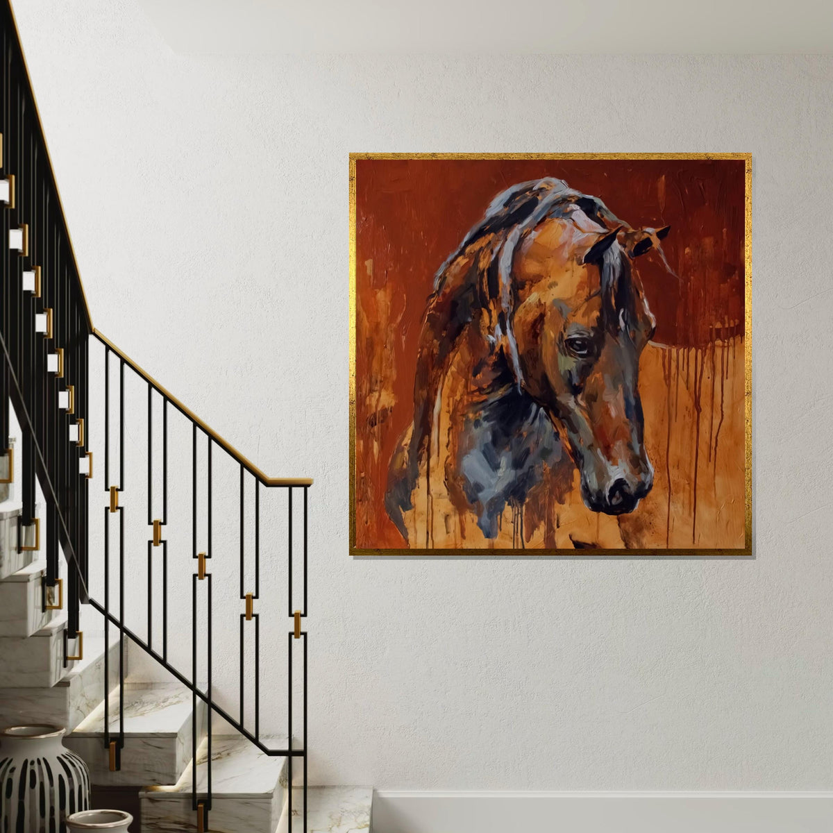Majestic Horse Canvas Art, Abstract Horse Wall Print, Animal Art, Equestrian Decor, Wall Art Canvas Design, Ready To Hang Decoration