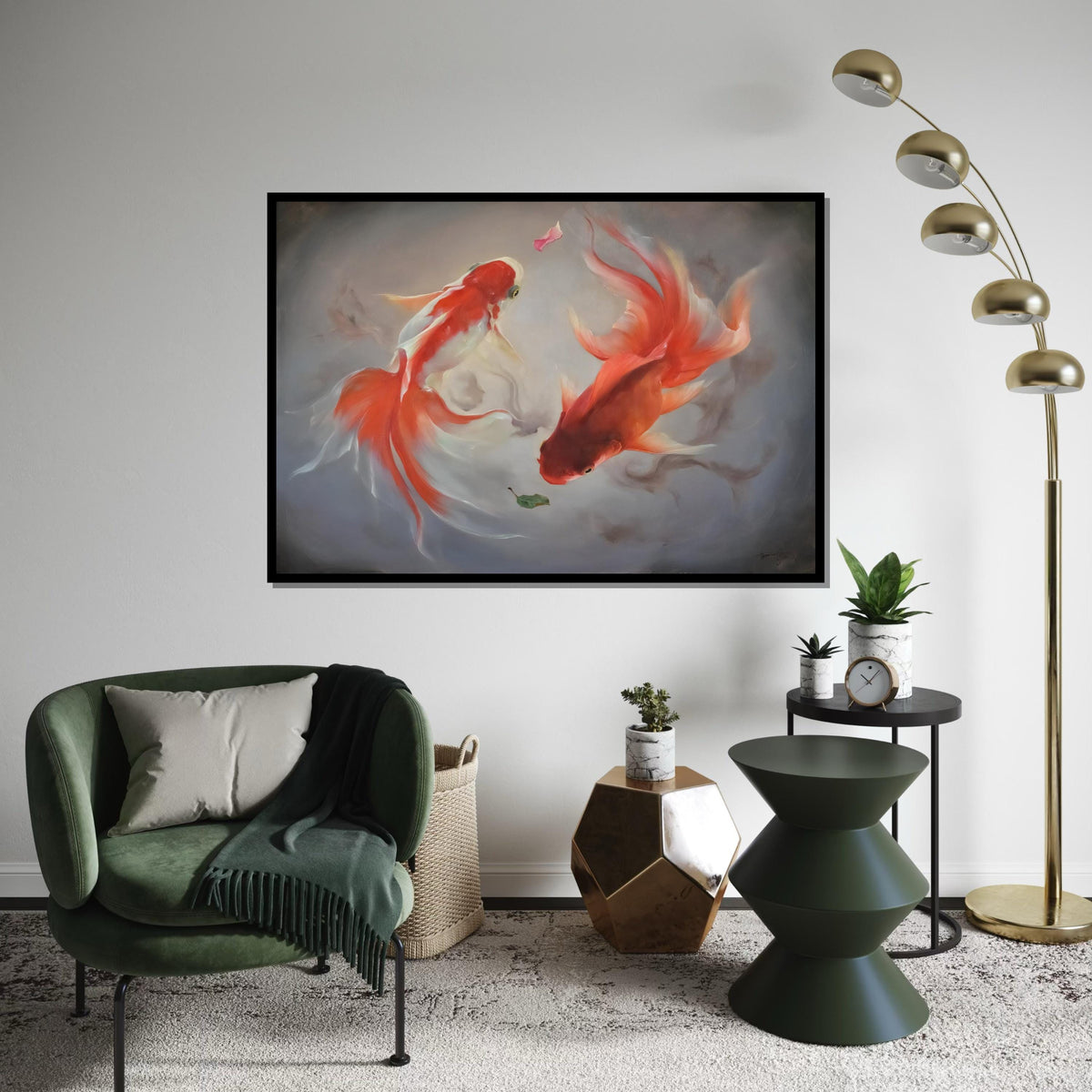 Elegant Koi Fish Canvas, Goldfish Wall Art, Aquatic Animal Print, Wall Art Canvas Design, Ready To Hang Decoration