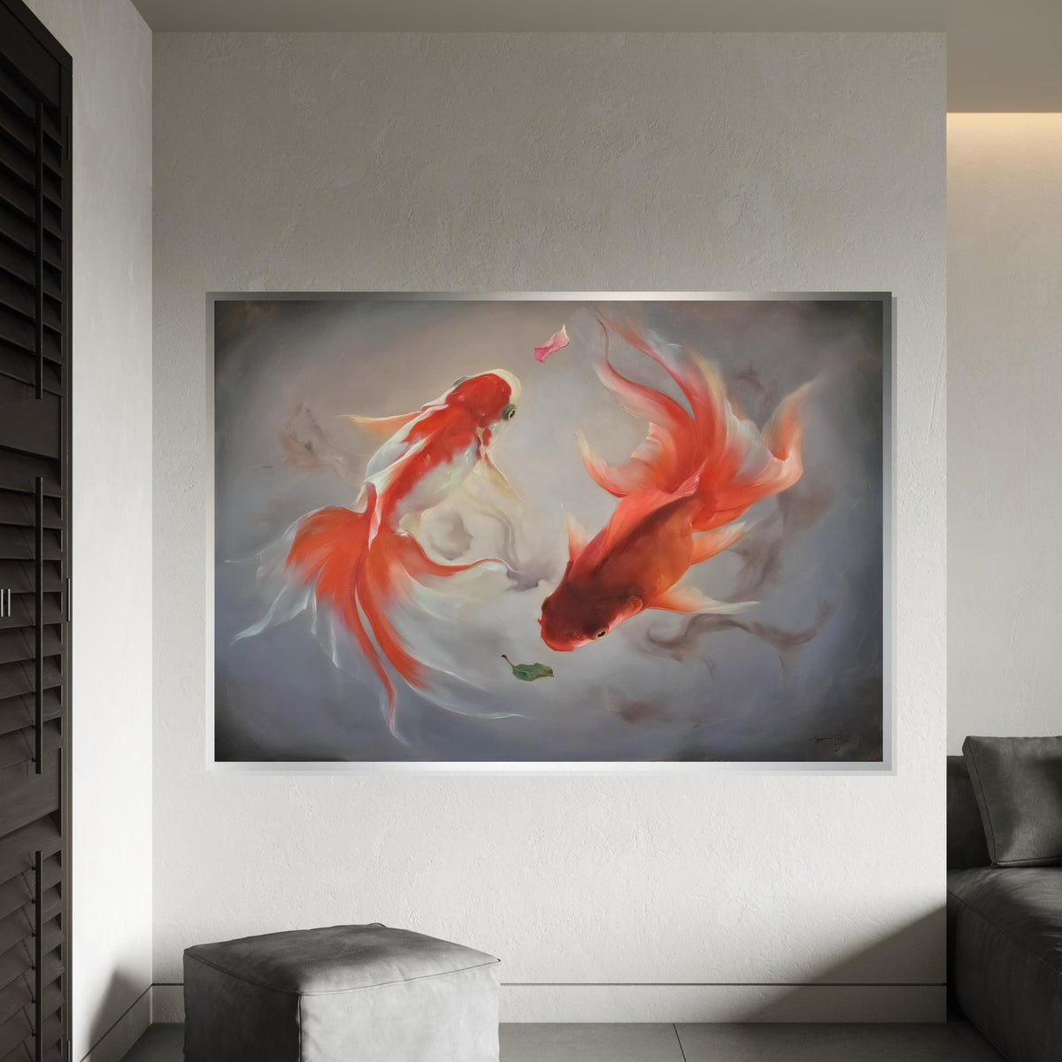 Elegant Koi Fish Canvas, Goldfish Wall Art, Aquatic Animal Print, Wall Art Canvas Design, Ready To Hang Decoration