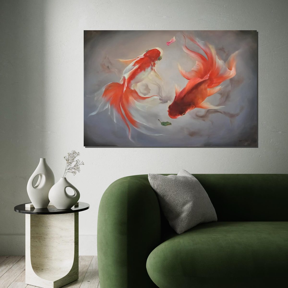 Elegant Koi Fish Canvas, Goldfish Wall Art, Aquatic Animal Print, Wall Art Canvas Design, Ready To Hang Decoration