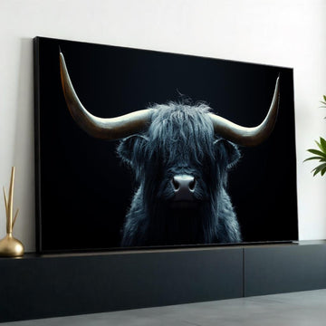 Majestic Highland Cow Canvas, Longhorn Bull Art, Animal Wall Art, Canvas Print, Wall Art Canvas Design, Ready To Hang Decoration