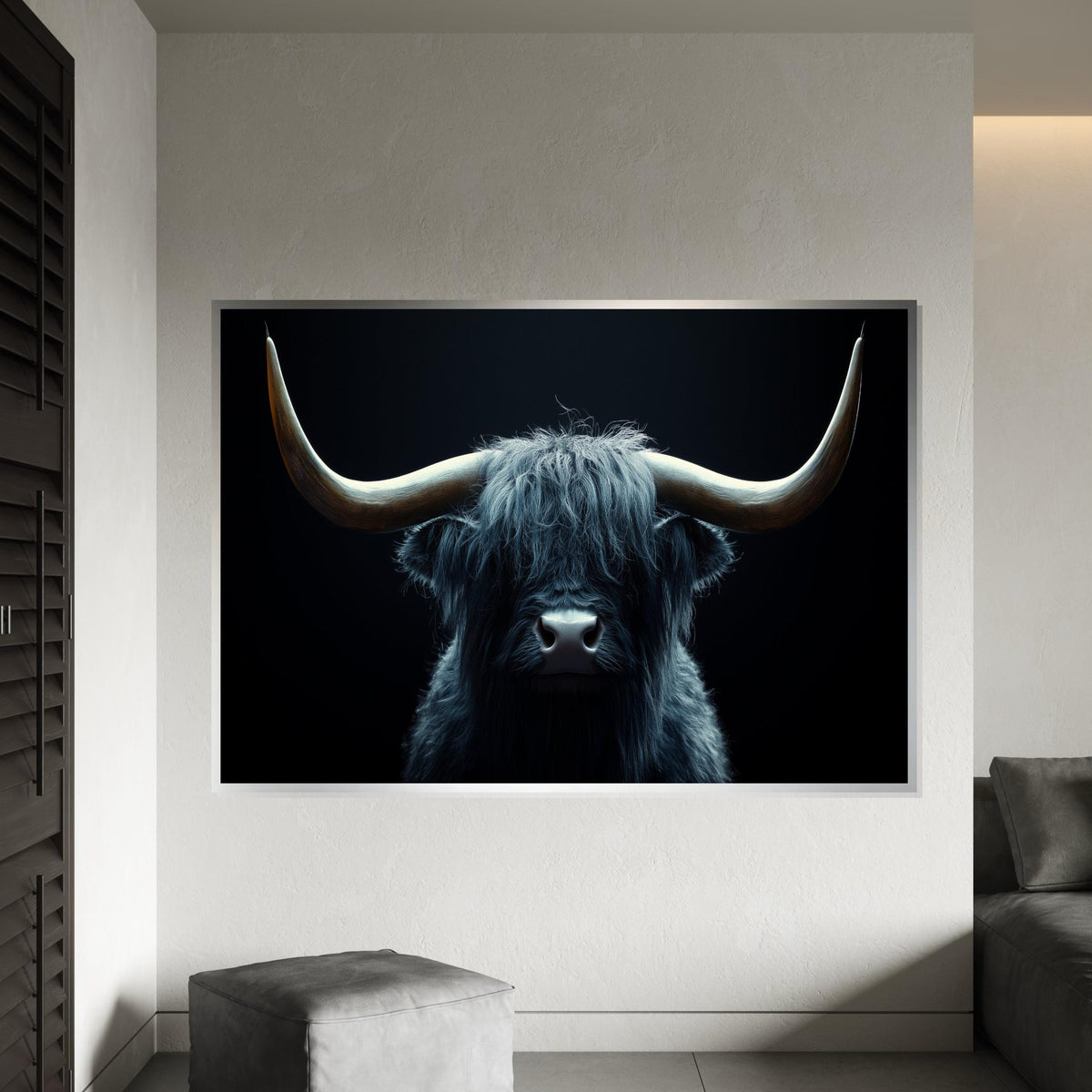 Majestic Highland Cow Canvas, Longhorn Bull Art, Animal Wall Art, Canvas Print, Wall Art Canvas Design, Ready To Hang Decoration