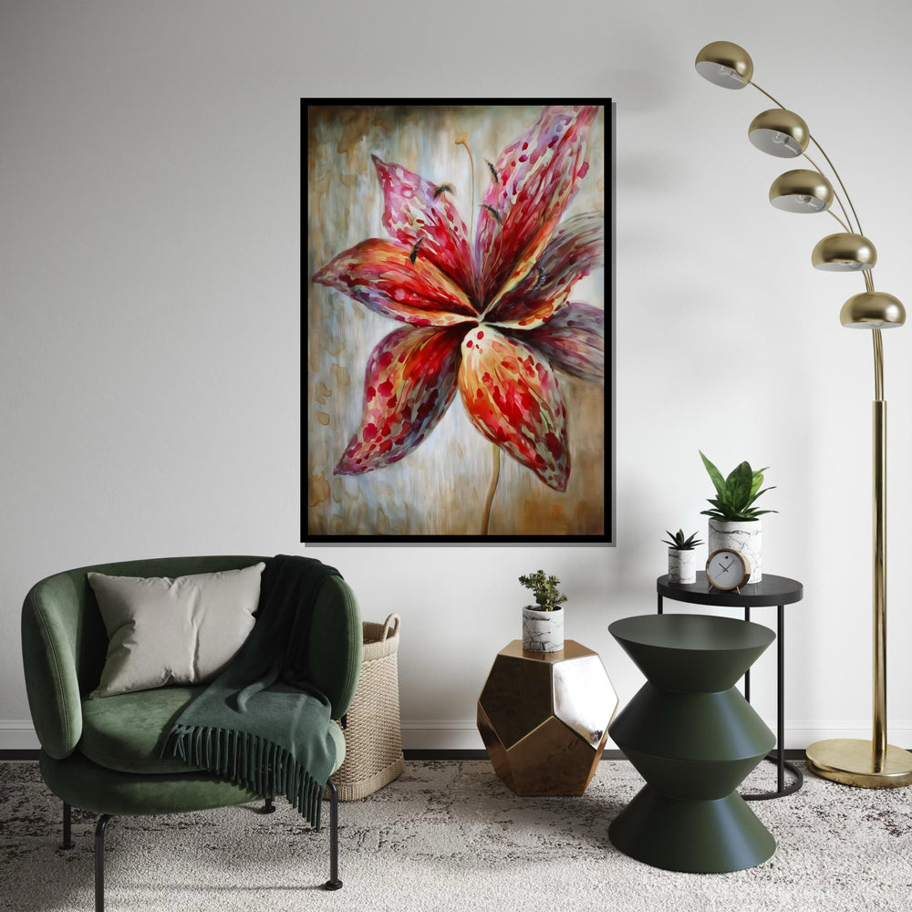 Vibrant Lily Canvas, Floral Wall Art, Abstract Flower Print, Colorful Blossom Poster, Wall Art Canvas Design, Ready to Hang Decoration