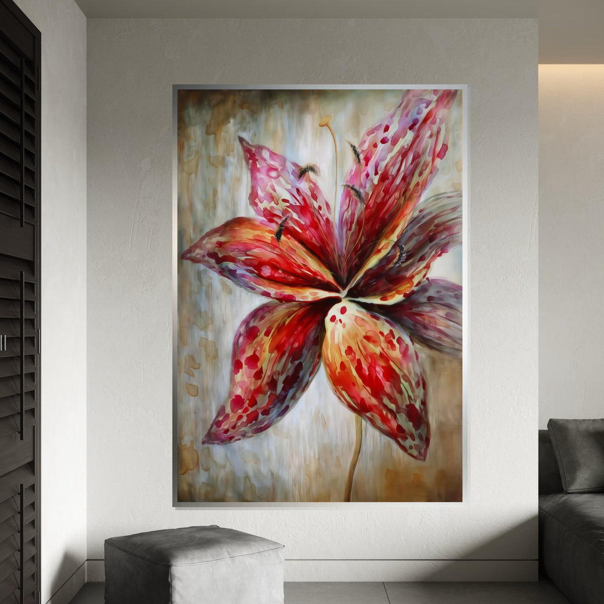 Vibrant Lily Canvas, Floral Wall Art, Abstract Flower Print, Colorful Blossom Poster, Wall Art Canvas Design, Ready to Hang Decoration