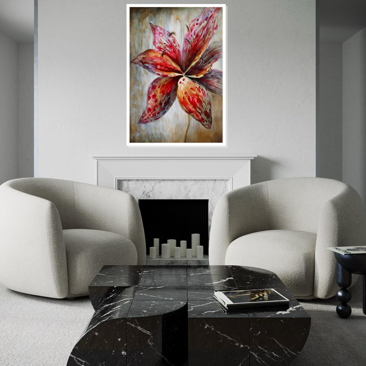 Vibrant Lily Canvas, Floral Wall Art, Abstract Flower Print, Colorful Blossom Poster, Wall Art Canvas Design, Ready to Hang Decoration