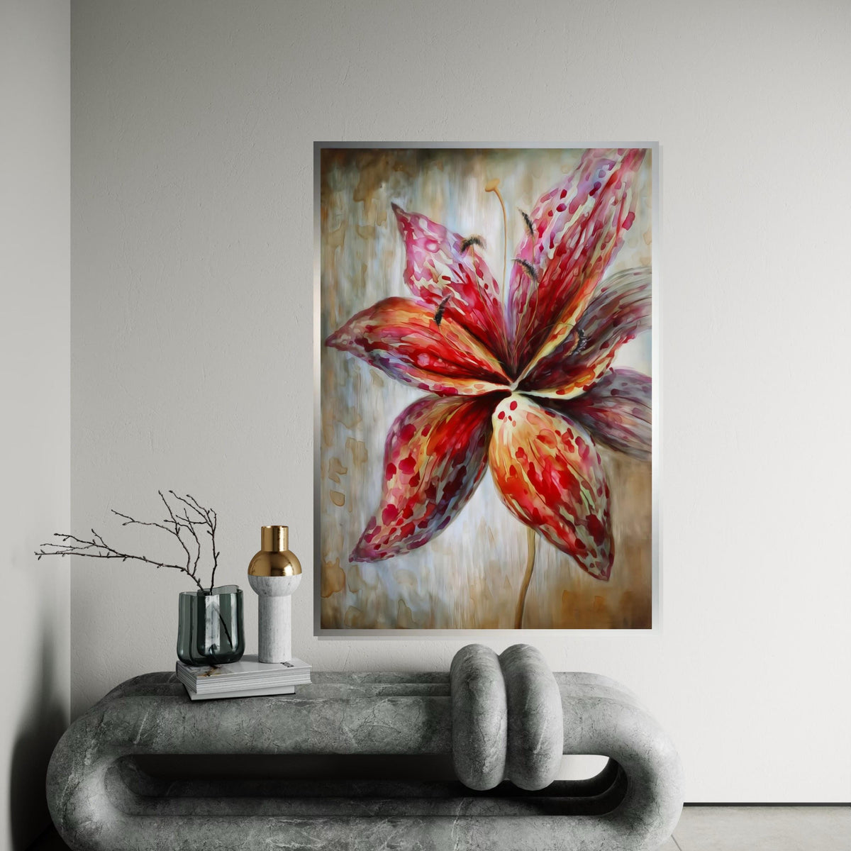 Vibrant Lily Canvas, Floral Wall Art, Abstract Flower Print, Colorful Blossom Poster, Wall Art Canvas Design, Ready to Hang Decoration