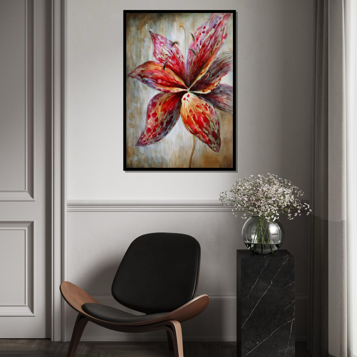Vibrant Lily Canvas, Floral Wall Art, Abstract Flower Print, Colorful Blossom Poster, Wall Art Canvas Design, Ready to Hang Decoration